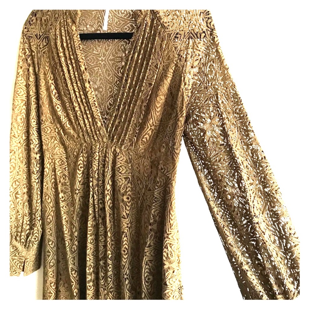 Free People long sleeve lace mini dress tunic 4